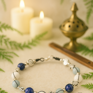 bracelet personnalisé, terre&lumiere, atelier de vanessa, spirituel, minéral, lithothérapie, pierre, intuition, clairvoyance, apaisement, bien être,