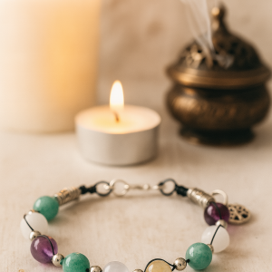 bracelet personnalisé, terre&lumiere, atelier de vanessa, spirituel, minéral, lithothérapie, pierre, intuition, clairvoyance, apaisement, bien être,