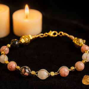 bracelet personnalisé, terre&lumiere, atelier de vanessa, spirituel, minéral, lithothérapie, pierre, intuition, clairvoyance, apaisement, bien être,