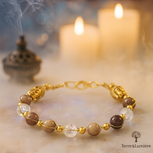 bracelet personnalisé, terre&lumiere, atelier de vanessa, spirituel, minéral, lithothérapie, pierre, intuition, clairvoyance, apaisement, bien être,