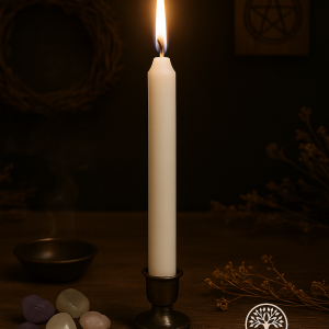 bougie de rituel, bougie blanche, pureté, élévation, lumière, paix, renouveau, protection, spiritualité, Terre & Lumière, artisanat spirituel, bougie artisanale, bougie teintée, rituel de lumière, guérison, clarté