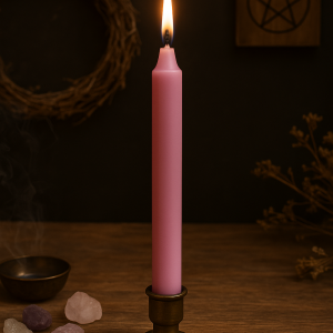 bougie de rituel, bougie rose, amour, douceur, guérison du cœur, tendresse, harmonie, réconciliation, pardon, Terre & Lumière, artisanat spirituel, bougie artisanale, bougie teintée, énergie d’amour, bienveillance
